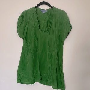 Anthropologie 100% Silk Green Blouse, Size 2